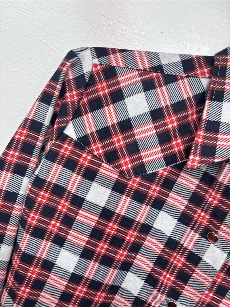 New Women’s Panhandle Slim Red Plaid Long Sleeve Pearl Snap Size 32 KK-67