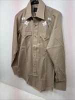 New Women’s Champion Western Tan Design Long Sleeve Pearl Snap Size 33 KK-121