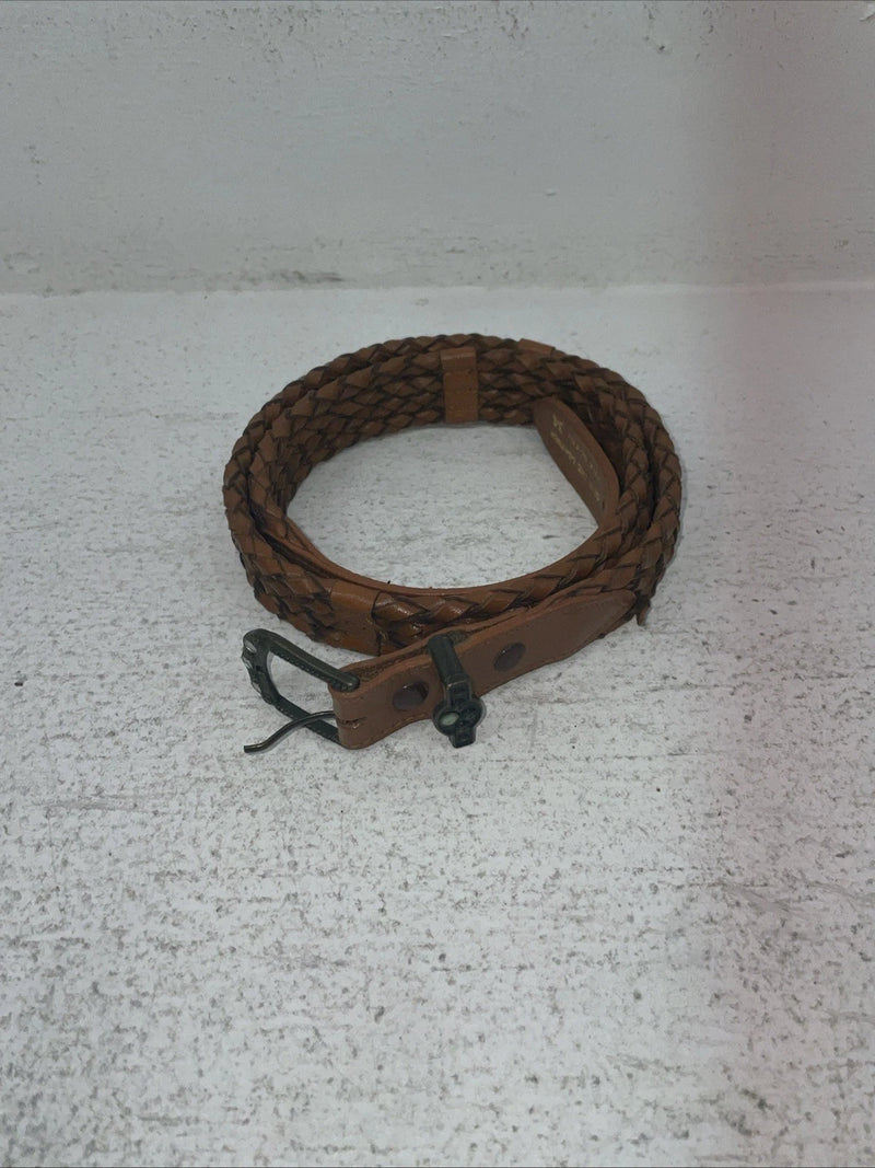 New Brown Genuine Leather Braided Rope 34” Belt #02-4702 Z-17