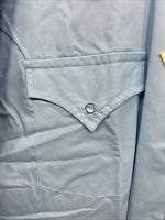 New Men’s ELY Cattleman Blue Short Sleeve Pearl Snap 18.5 X 35 2XL CC-12