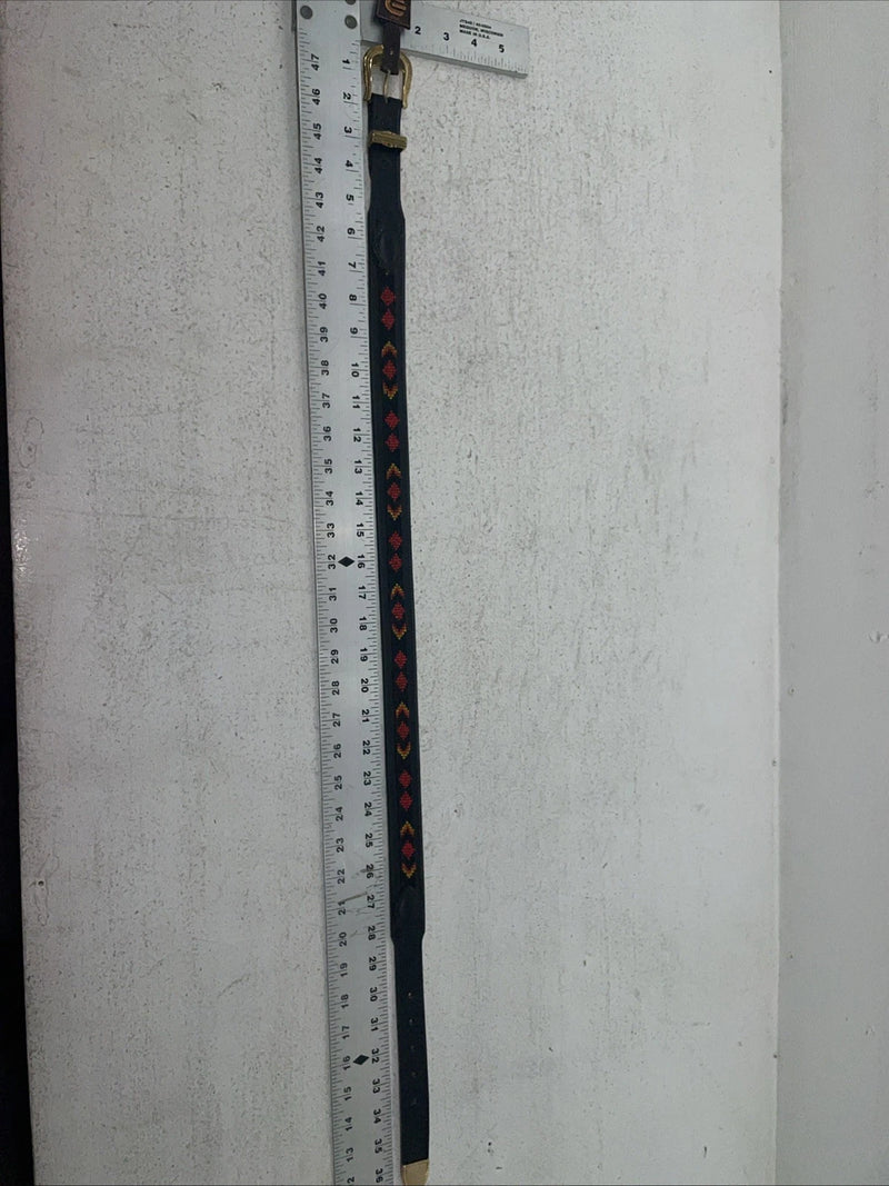 New Black Genuine Leather Chambers Beaded 32” Belt #30175 Z-29