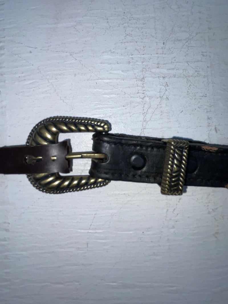 New Black Genuine Leather Chambers Beaded 28” Belt #PR485 JJ-136