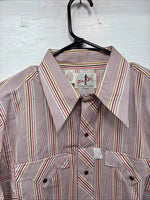 New Men’s Tem Tex Pink Stripe Long Sleeve Pearl Snap 16.5 X 35 Large R-32