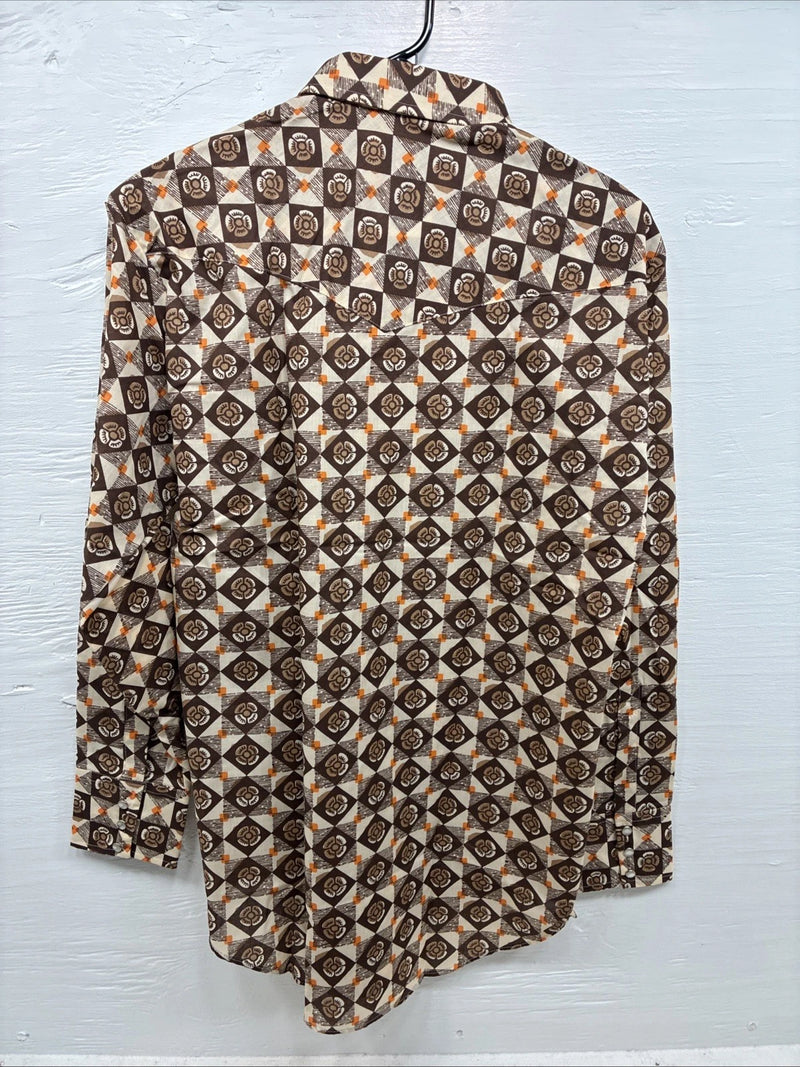 New Men’s Denver Brown Designed Long Sleeve Pearl Snap 15.5 Medium CC-53