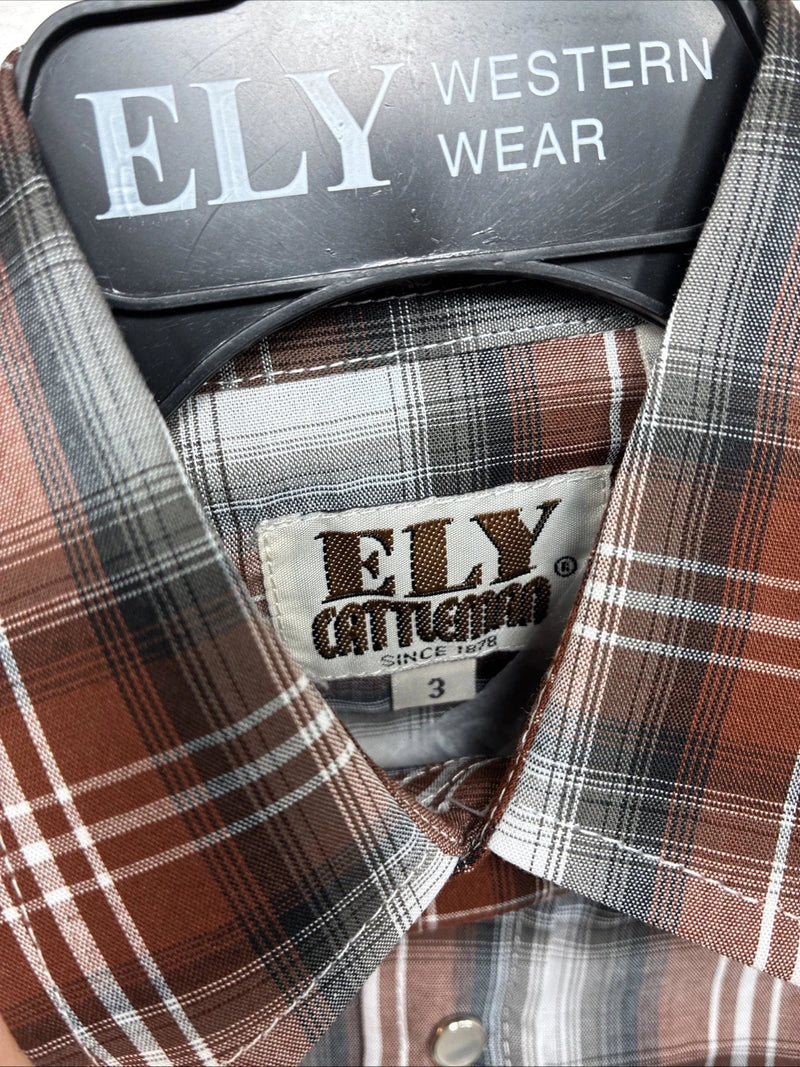 New Kids ELY Cattleman Orange Plaid Long Sleev Pearl Snap JUV-3 DD-18
