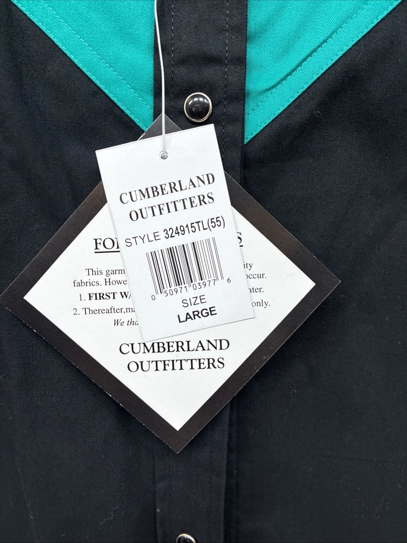 New women’s Cumberland Blue Black Sleeveless Pearl Snap Large TT-30