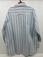 New Men’s White Horse Blue Striped Long Sleeve Pearl Snap 2XL H-45