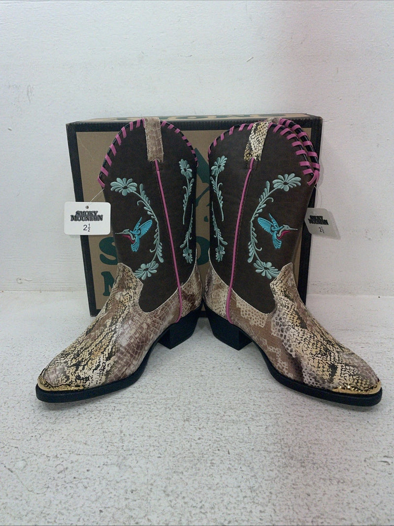 New Kids Brown Snake Skin Smoky Mountain Cowboy Boots. 1087 C 2.5 2 1/2. 23-146