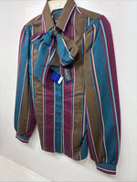 New Women’s Panhandle Slim Multicolor Stripe Long Sleeve Pearl Snap Size 10 MM-8