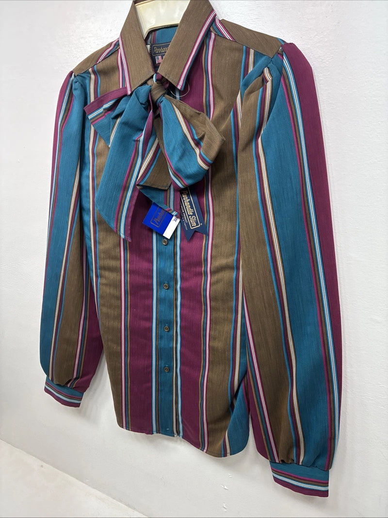 New Women’s Panhandle Slim Multicolor Stripe Long Sleeve Pearl Snap Size 10 MM-8
