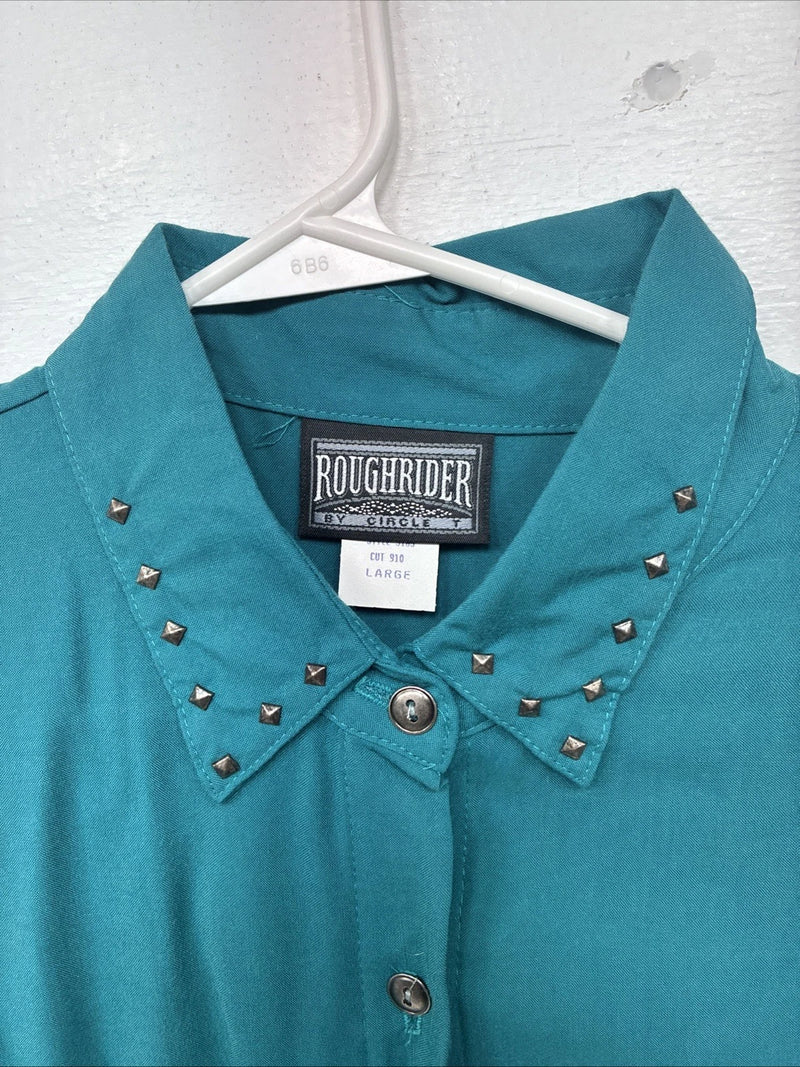 New Women’s Rough Rider Teal Long Sleeve Button Up Large KK-20