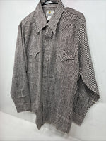 New Women’s Dickson Jenkins Brown Stripe Long Sleeve Pearl Snap Size 17 XL II-37