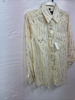 New Kids White Horse Yellow Floral Long Sleeve Pearl Snap Medium DD-48