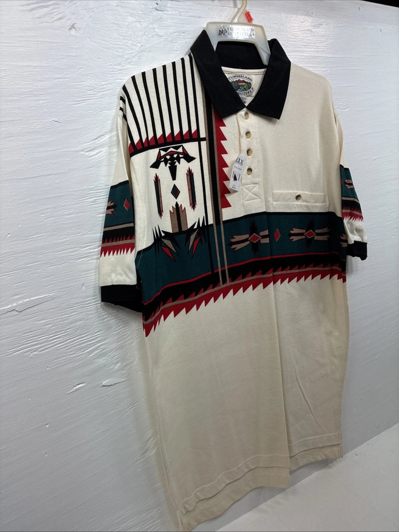 New Men’s Cumberland Multiple Color Western Design Short Sleeve Polo Medium K-52