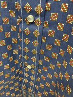 New Men’s Stockman Navy Blue Designed Long Sleeve Pearl Snap 15 Medium H-71