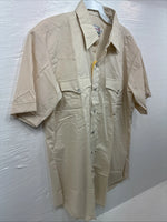 New Men’s H Bar C Tan Simple Short Sleeve Pearl Snap 16 Large O-32