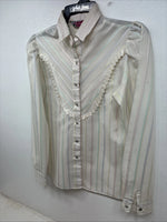New Women Camlo Rose Multicolor Stripe Long Sleeve Pearl Snap Size 12 YY-104