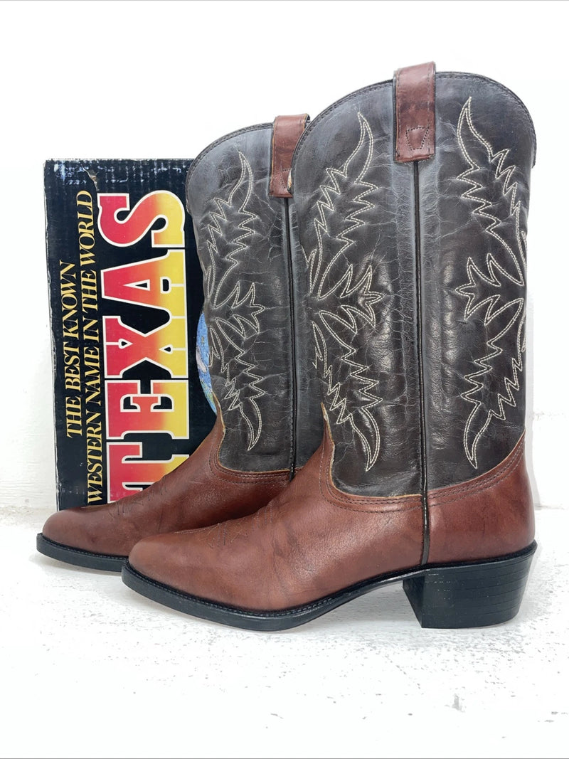 New Men’s Brown Texas Brand Cowboy Boots. 1201 9 D. 4-14