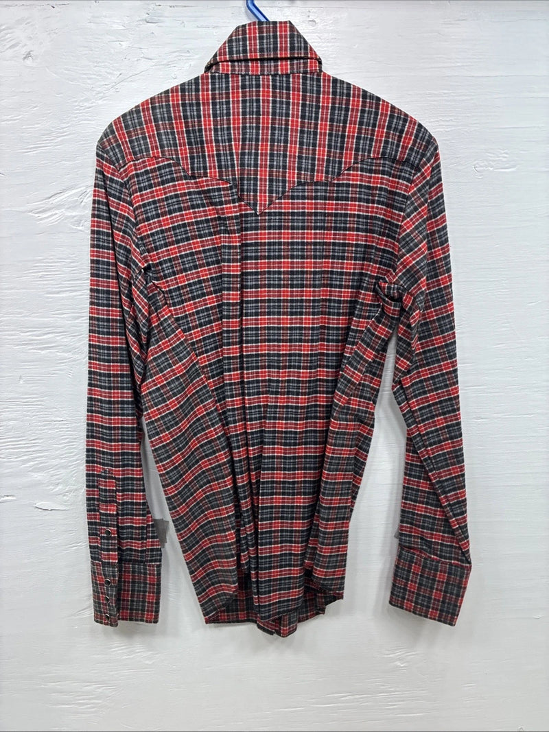 New Kids Panhandle Slim Red Plaid Long Sleeve Pearl Snap Size 10 CC-96
