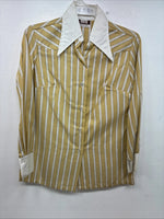 New Women’s Fenton Yellow White Stripe Long Sleeve Button Up Size 14 KK-99
