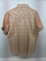 New Men’s ELY Cattleman Orange Plaid Short Sleeve Pearl Snap Large X-28