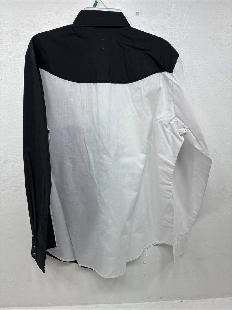 New Womens Country Charmers Black White Long Sleeve Pearl Snap XL II-40