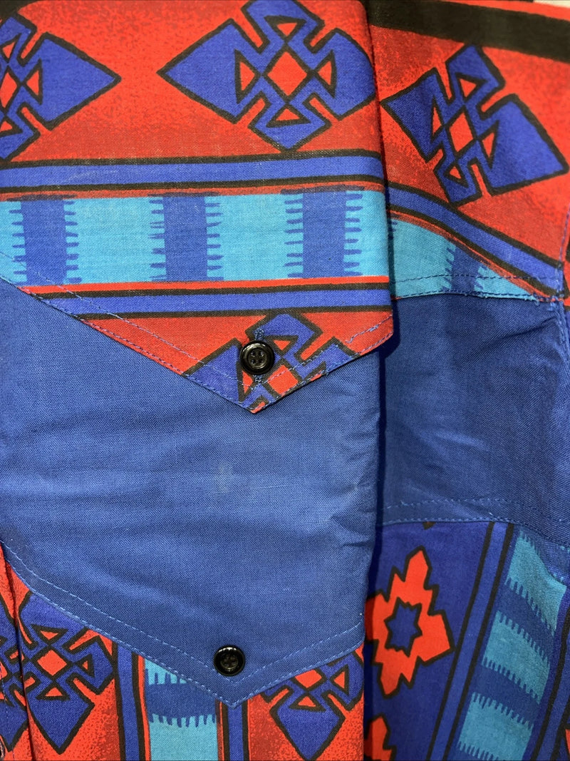 New Men’s Rodeo Active Red And Blue Western Button Shirt. Small A-173