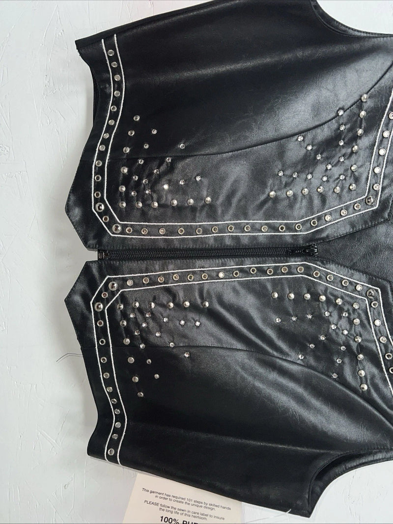 New Women’s 1849 Authentic Ranchwear Black Western Show Vest Medium WW-74
