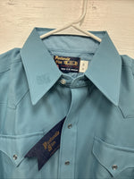 New Men’s Panhandle Slim Blue Long Sleeve Pearl Snap 16 X 34 Large M-30