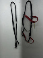New Silver Fox Black Red Draft Bridle #20-05607-5-0 BB-9