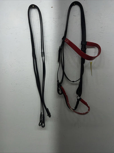 New Silver Fox Black Red Draft Bridle #20-05607-5-0 BB-9