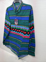 New Men’s Wrangler Multi Color Long Sleeve Button Up 16.5 Large Q-60