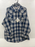 New Men’s ELY Cattleman Blue Long Sleeve Pearl Snap 3XL E-23