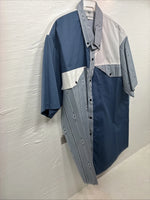 New Men’s Cowboy Threads Blue Designed Short Sleeve Button Up Large CC-41