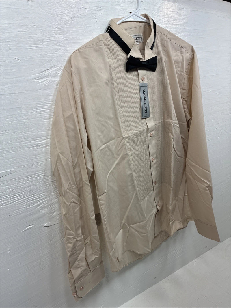 New Wayne Scott Tan Long Sleeve Button Up English Shirt Large X-77