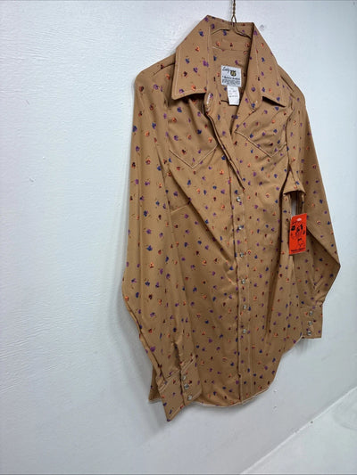 New Women’s Dickson Jenkins Orange Floral Long Sleeve Pearl Snap Size 30 MM-55