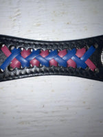 New Black Genuine Leather Chambers Weave And Silver Pendent 32” Belt Z-111