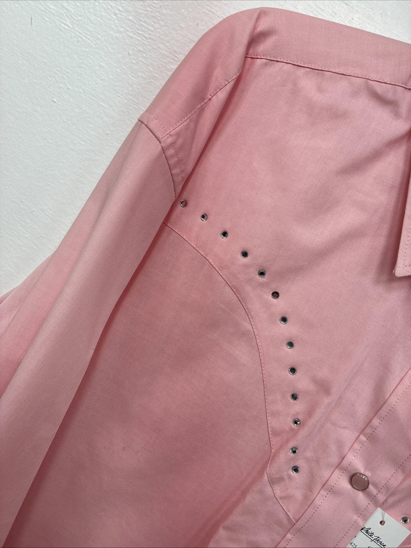 New Women’s White Horse Pink Gem Long Sleeve Pearl Snap XL II-2