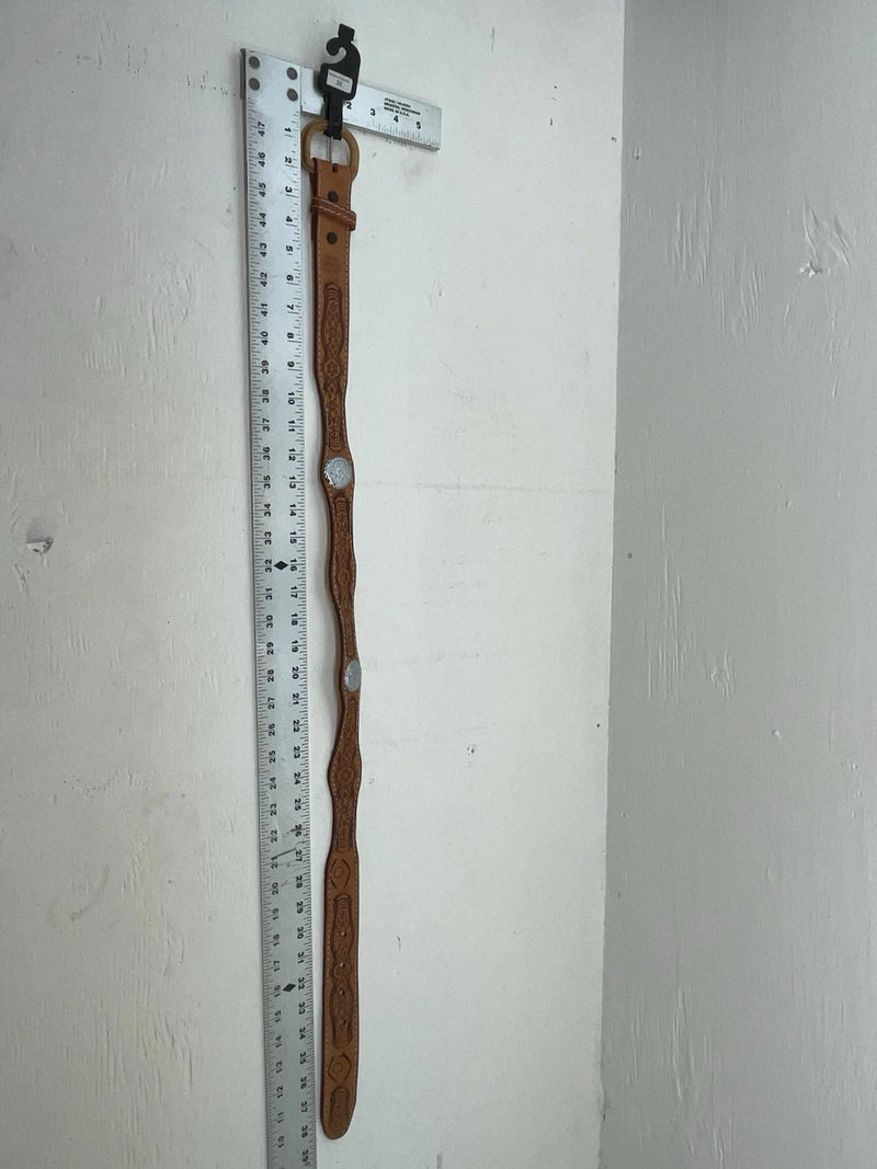 New Brown Genuine Leather Western Express Pendent And Tooled 32” Belt JJ-52