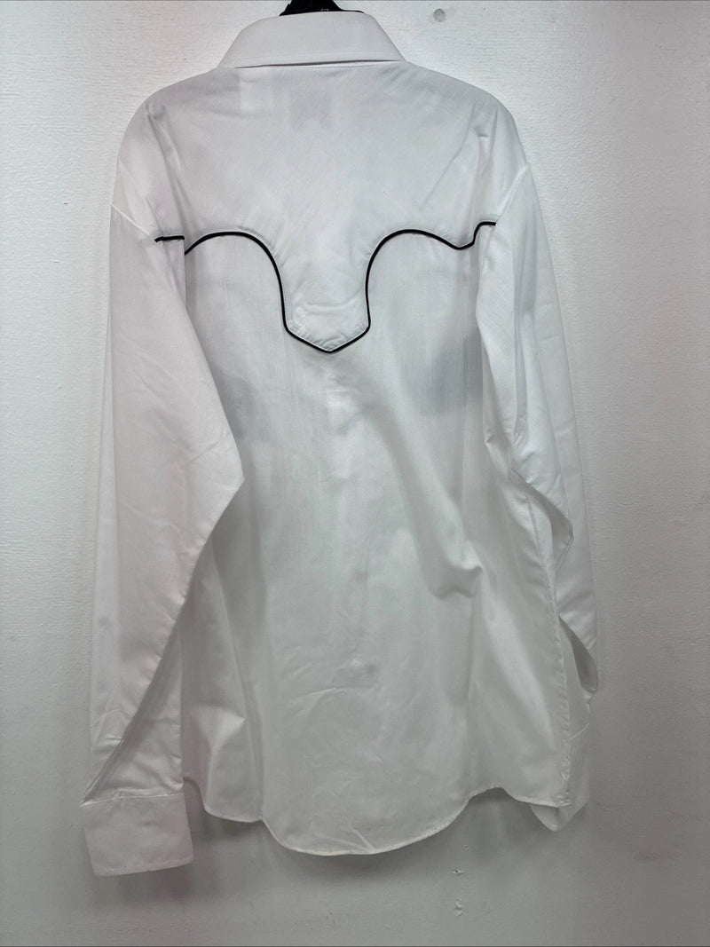 New Kids ELY Cattleman Western White Long Sleeve Pearl Snap Large DD-60