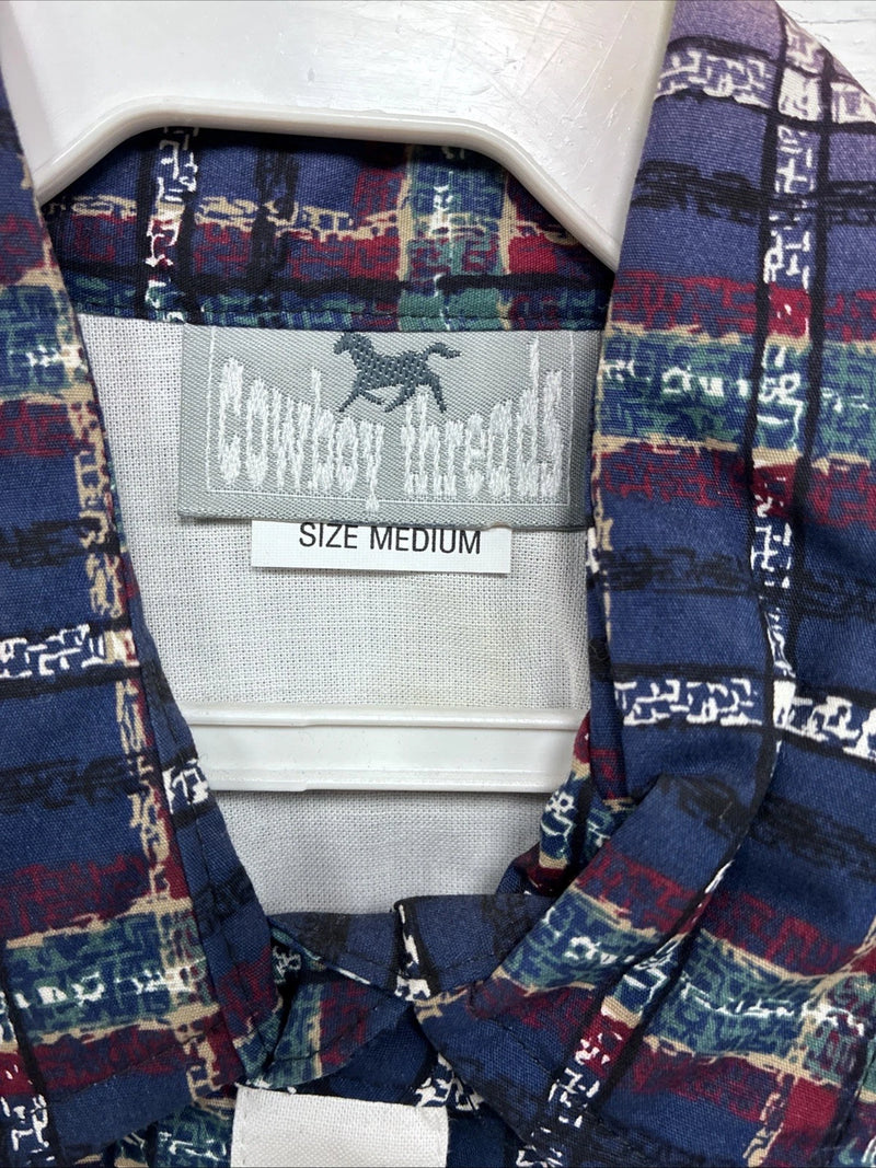 New Men’s Cowboy Threads White Multiple Color Long Sleeve Button Up Medium K-21