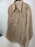 New Men’s Trail Ridge Multicolor Stripe Long Sleeve Pearl Snap 2XL O-22