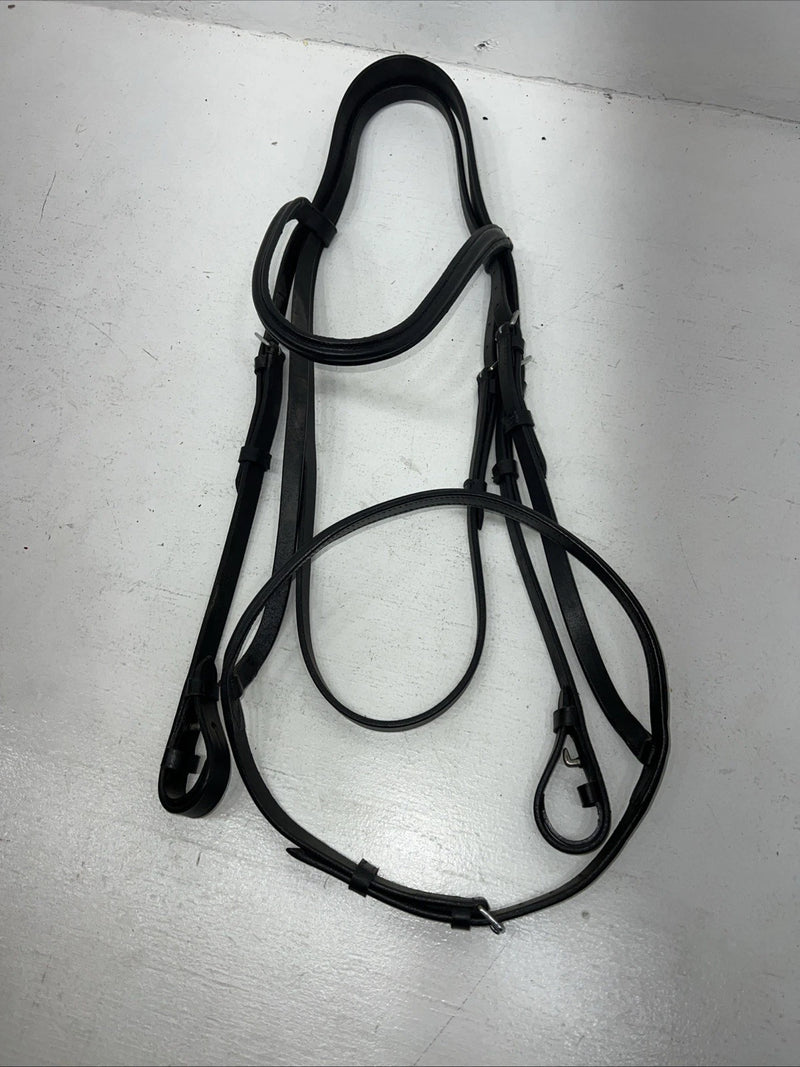 New Silver Fox Black English Snaffle Bridle BB-18 