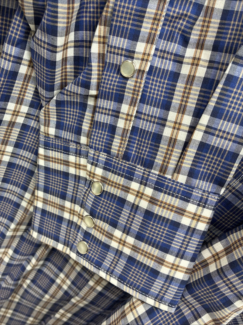 New Men’s Mesquite Blue Flannel Long Sleeve Pearl Snap 20 X 36 4XL  H-62