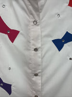 New Womens H Bar C White Designed Long Sleeve Pearl Snap Size 36 KK-15