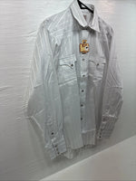 New Men’s H Bar C White Stripe Long Sleeve Pearl Snap 15 Medium J-46