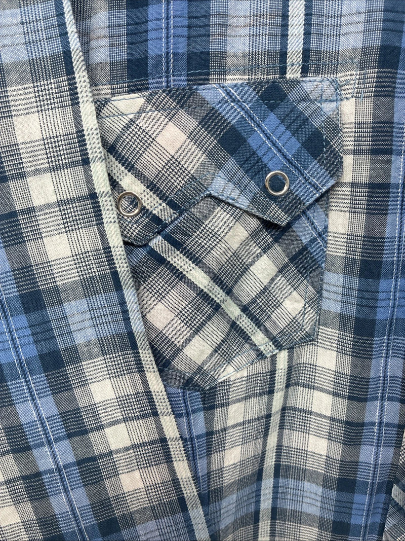 New Women’s Cumberland Blue Plaid Long Sleeve Pearl Snap 3XL GG-58