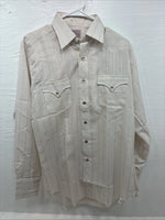 New Men’s H Bar C Multicolor Stripe Long Sleeve Pearl Snap 15.5 Medium K-95