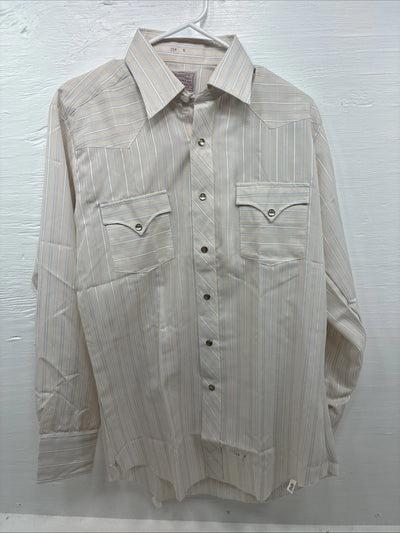 New Men’s H Bar C Multicolor Stripe Long Sleeve Pearl Snap 15.5 Medium K-95