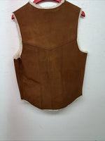 New Women’s Steerbrand Brown Leather Wool Vest Small Q-600